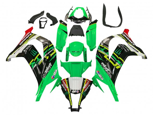2011-2015 Kawasaki ZX10R Motorcycle Fairings - Green Yellow Black White Elf Monster Canada