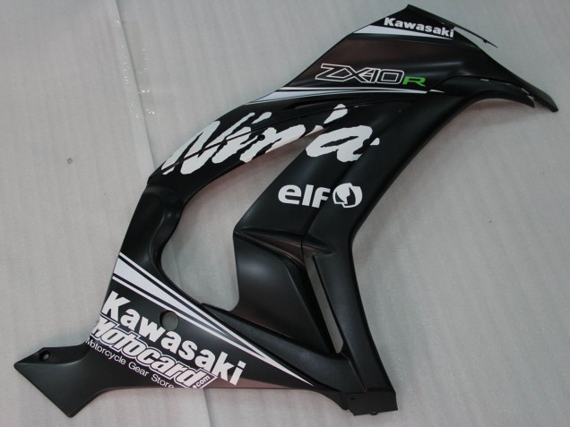 2011-2015 Kawasaki ZX10R Motorcycle Fairings - Glossy Black White Elf Snow Decal Canada