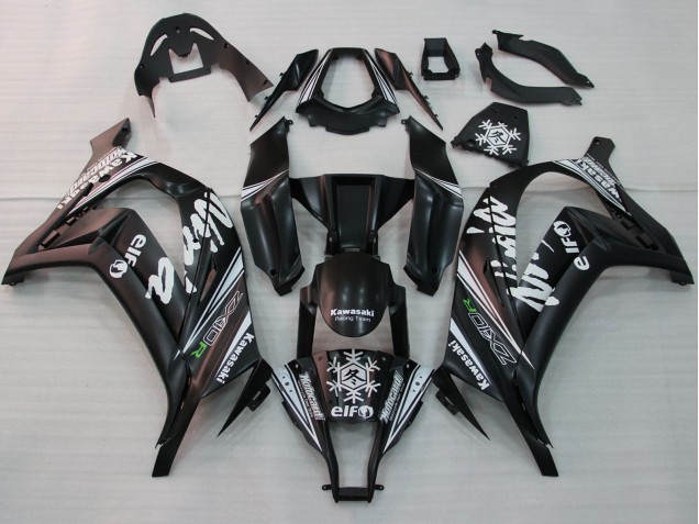 2011-2015 Kawasaki ZX10R Motorcycle Fairings - Glossy Black White Elf Snow Decal Canada