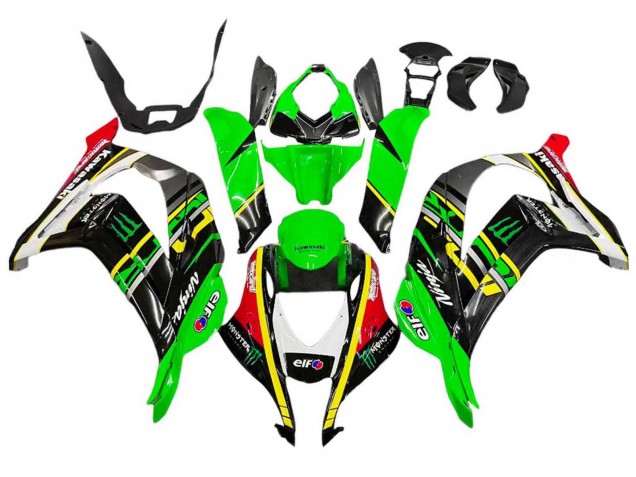 2016-2020 Kawasaki ZX10R Motorcycle Fairings - Green Yellow Red Black Elf Monster Canada