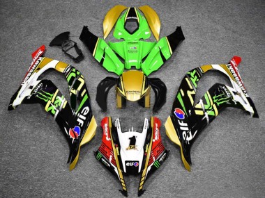 Online 2016-2020 Kawasaki ZX10R Motorcycle Fairings - Green Gold White Red Black Elf Monster Canada
