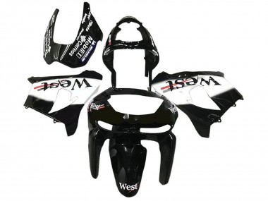 Online 1998-1999 Kawasaki ZX6R Motorcycle Fairings - Glossy Black White West Canada