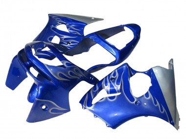 Online 1998-1999 Kawasaki ZX6R Motorcycle Fairings - Blue Silver Flame Canada
