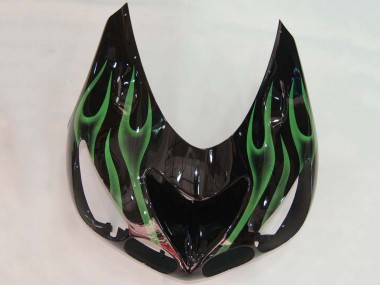 Online 2006-2011 Kawasaki ZX14R ZZR1400 Motorcycle Fairing - Glossy Black Green Flame Canada
