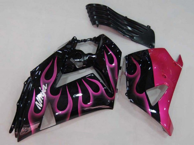 2006-2011 Kawasaki ZX14R ZZR1400 Motorcycle Fairings - Glossy Black Red Pink Flame Canada