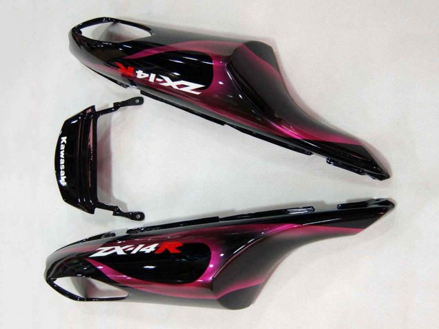 2006-2011 Kawasaki ZX14R ZZR1400 Motorcycle Fairings - Glossy Black Red Pink Flame Canada
