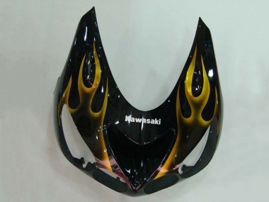Online 2006-2011 Kawasaki ZX14R ZZR1400 Motorcycle Fairings - Glossy Black Gold Flame Canada
