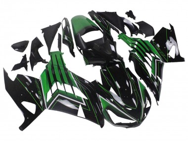 Online 2012-2024 Kawasaki ZX14R ZZR1400 Motorcycle Fairings - Green Glossy Black Stripe Canada