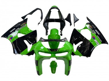 Online 1998-1999 Kawasaki ZX6R Motorcycle Fairings - Green Glossy Black Elf Bridgestone Canada