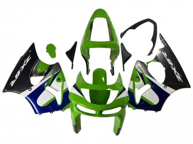 Online 1998-1999 Kawasaki ZX6R Motorcycle Fairings - Green White Blue Silver Glossy Black Canada