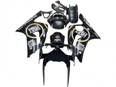 Online 2003-2004 Kawasaki ZX6R Motorcycle Fairings - Glossy Black White Motul Lucky Strike Canada