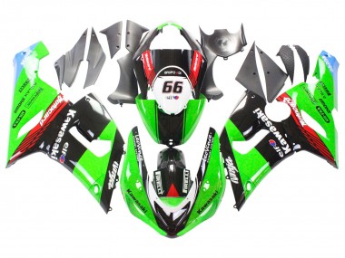 Online 2005-2006 Kawasaki ZX6R Motorcycle Fairings - Green Red Black Elf 66 Canada