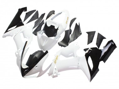 Online 2005-2006 Kawasaki ZX6R Motorcycle Fairings - White Black Gold Ninja Canada
