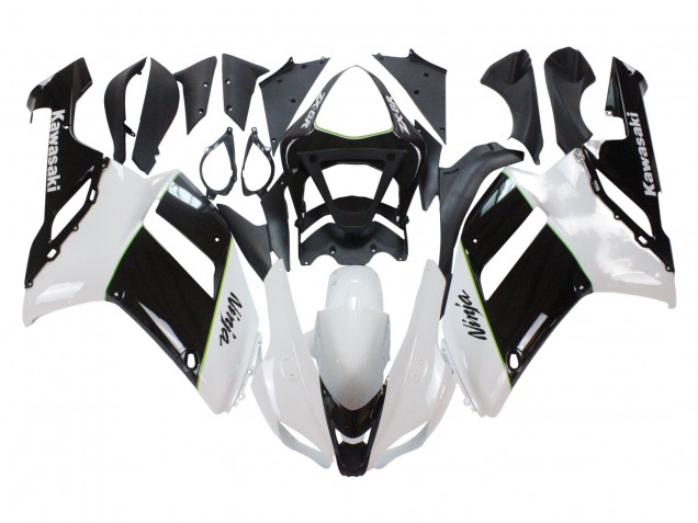 2007-2008 Kawasaki ZX6R Motorcycle Fairings - Black White Ninja Canada
