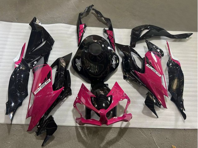 2019-2022 Kawasaki ZX6R Motorcycle Fairings - Glossy Black Pink Ninja Canada