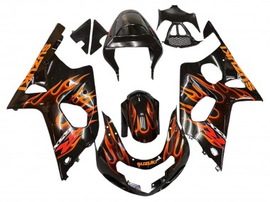 Online 2000-2002 Suzuki GSXR1000 Motorcycle Fairings - Glossy Black Orange Flame Canada