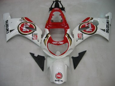 Online 2000-2002 Suzuki GSXR1000 Motorcycle Fairings - White Red Lucky Strike Canada