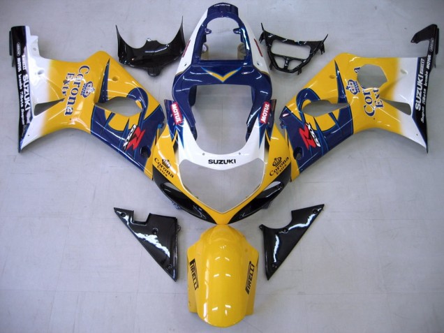 2000-2002 Suzuki GSXR1000 Motorcycle Fairings - Yellow Dark Blue White Motul Corona Canada