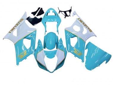 Online 2003-2004 Suzuki GSXR 1000 Motorcycle Fairings - White Light Blue Gold Canada