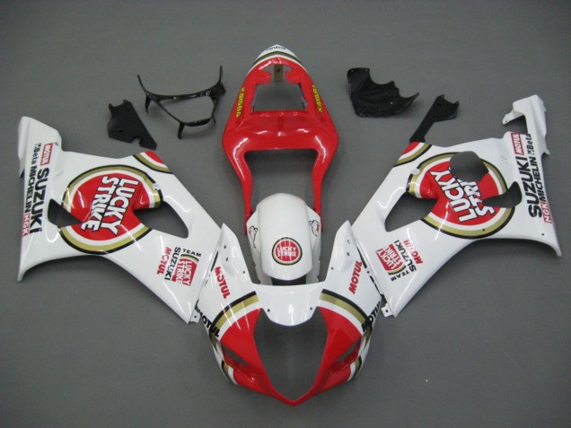 2003-2004 Suzuki GSXR 1000 Motorcycle Fairings - White Red Motul Lucky Strike Canada