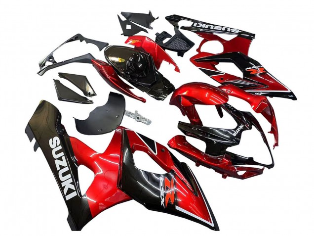 2005-2006 Suzuki GSXR 1000 Motorcycle Fairings - Red Glossy Black Canada