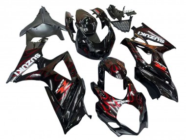 Online 2007-2008 Suzuki GSXR 1000 Motorcycle Fairings - Black Red Flame Canada