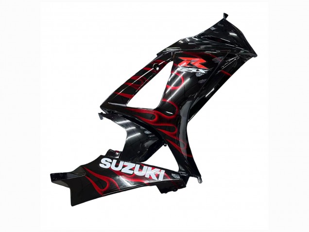 2007-2008 Suzuki GSXR 1000 Motorcycle Fairings - Black Red Flame Canada
