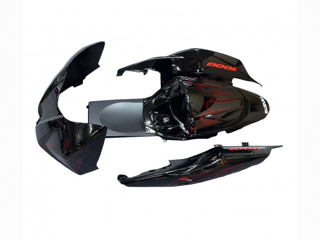 2007-2008 Suzuki GSXR 1000 Motorcycle Fairings - Black Red Flame Canada