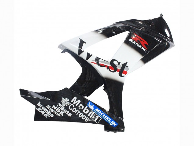 2007-2008 Suzuki GSXR 1000 Motorcycle Fairings - Glossy Black White West Canada