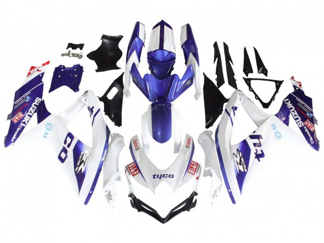 2008-2010 Suzuki GSXR 600 / GSXR 750 Motorcycle Fairings - White Blue Black Tyco Canada