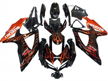 Online 2008-2010 Suzuki GSXR 600 / GSXR 750 Motorcycle Fairings - Glossy Black Orange Flame Canada