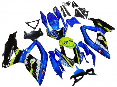 Online 2008-2010 Suzuki GSXR 600 / GSXR 750 Motorcycle Fairings - Blue Fluorescent Green Shark Canada
