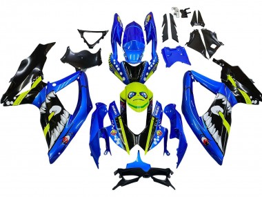 Online 2008-2010 Suzuki GSXR 600 / GSXR 750 Motorcycle Fairings - Blue Fluorescent Green Shark Canada