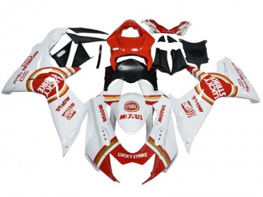 Online 2008-2010 Suzuki GSXR 600 / GSXR 750 Motorcycle Fairings - White Red Lucky Strike Canada