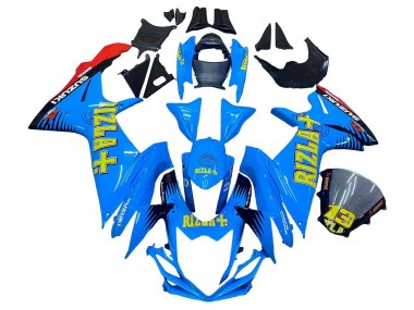 Online 2011-2024 Suzuki GSXR 600 / GSXR 750 Motorcycle Fairings - Blue Gold Red Black Rizla Canada