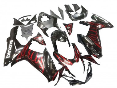 Online 2011-2024 Suzuki GSXR 600 / GSXR 750 Motorcycle Fairings - Glossy Black Red Flame Canada