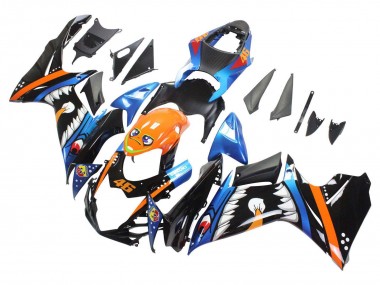 Online 2011-2024 Suzuki GSXR 600 / GSXR 750 Motorcycle Fairings - Light Blue Orange Black White Shark 46 Canada