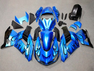 Online 2011-2024 Suzuki GSXR 600 / GSXR 750 Motorcycle Fairings - Blue Black Flame Canada