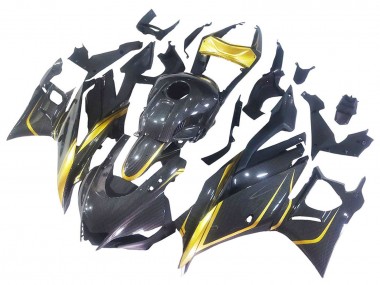 Online 2019-2021 Yamaha YZF R3/R25 Motorcycle Fairings - Gold Black Carbon Fiber Canada