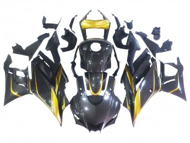 Online 2019-2021 Yamaha YZF R3/R25 Motorcycle Fairings - Gold Black Carbon Fiber Canada