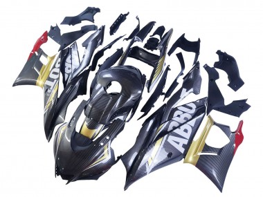 Online 2022-2024 Yamaha YZF R3/R25 Motorcycle Fairings - Black Carbon Fiber Style Gold Red ABBOT Canada