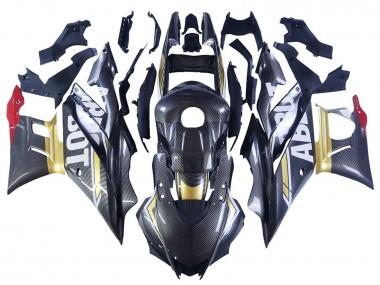 Online 2022-2024 Yamaha YZF R3/R25 Motorcycle Fairings - Black Carbon Fiber Style Gold Red ABBOT Canada