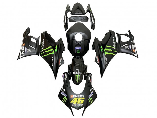 2022-2024 Yamaha YZF R3/R25 Motorcycle Fairings - Black Green Monster ENEOS 46 Canada