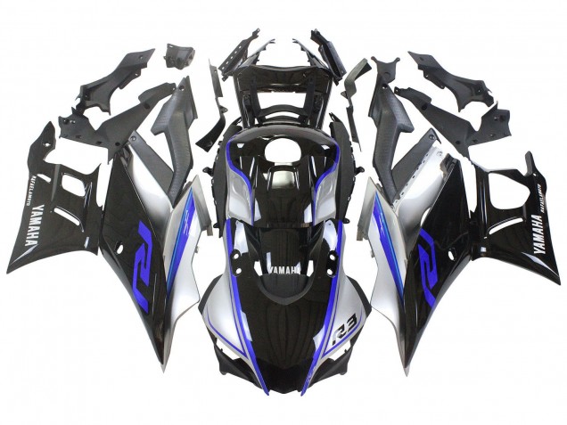 2022-2024 Yamaha YZF R3/R25 Motorcycle Fairings - Silver Blue Glossy Black Canada