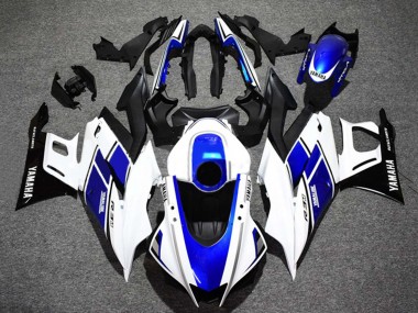 Online 2022-2024 Yamaha YZF R3/R25 Motorcycle Fairings - White Blue Glossy Black Yamalube Canada