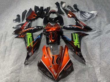 Online 2002-2003 Yamaha YZF 1000 R1 Motorcycle Fairings - Orange Black Neon Green with Flame 16 Canada