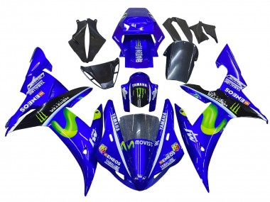 Online 2002-2003 Yamaha YZF 1000 R1 Motorcycle Fairings - Blue Black Green MoviStar ENEOS Monster Canada