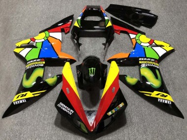 Online 2002-2003 Yamaha YZF 1000 R1 Motorcycle Fairings - Glossy Black Red Yellow Green Movistar Semakin Didepan Canada
