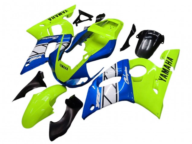 1998-2002 Yamaha YZF 600 R6 Motorcycle Fairings - Neon Green Blue White Champions Canada