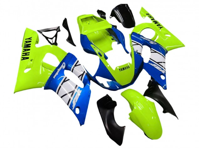 1998-2002 Yamaha YZF 600 R6 Motorcycle Fairings - Neon Green Blue White Champions Canada
